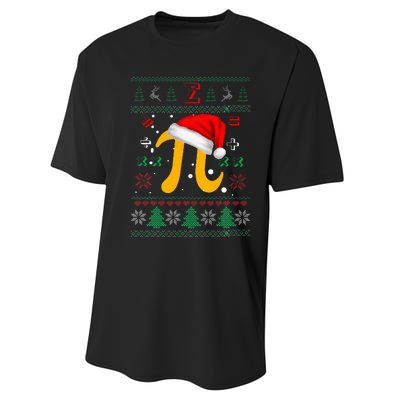 Christmas Math Pi Santa Hat Costume Xmas UGLY Teacher Gifts Performance Sprint T-Shirt