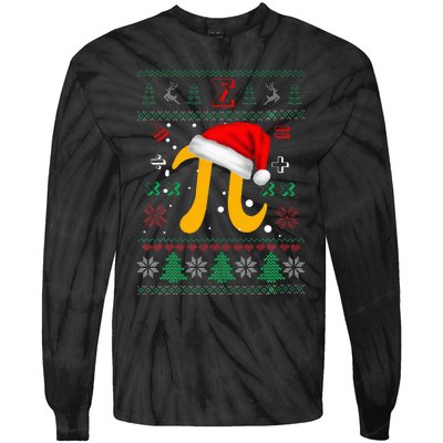 Christmas Math Pi Santa Hat Costume Xmas UGLY Teacher Gifts Tie-Dye Long Sleeve Shirt