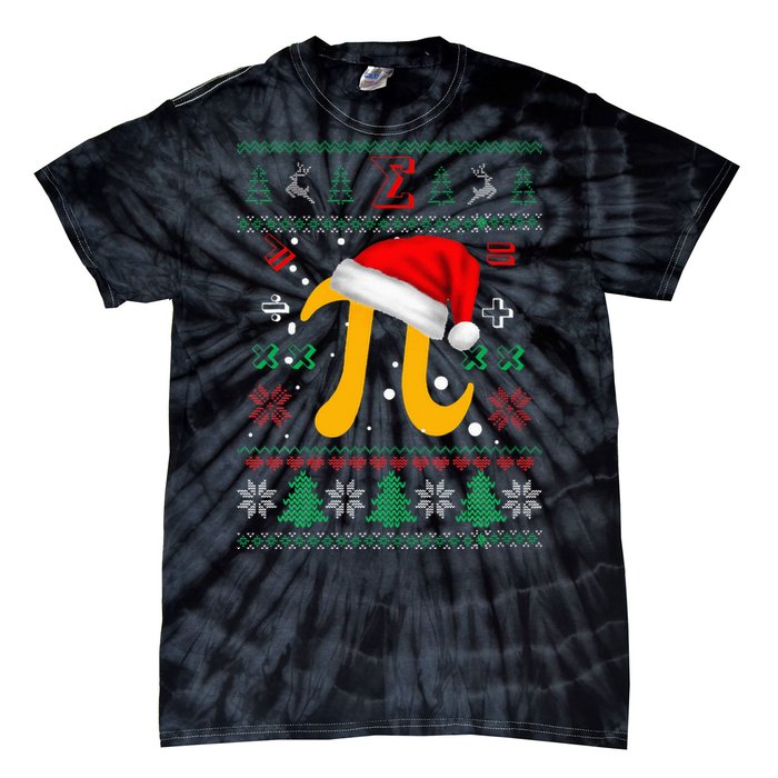 Christmas Math Pi Santa Hat Costume Xmas UGLY Teacher Gifts Tie-Dye T-Shirt