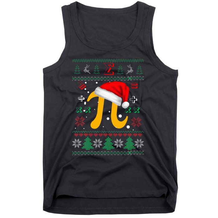 Christmas Math Pi Santa Hat Costume Xmas UGLY Teacher Gifts Tank Top