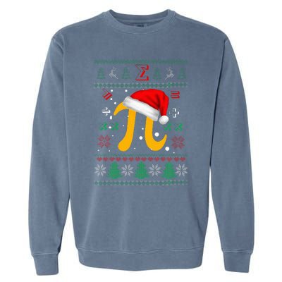 Christmas Math Pi Santa Hat Costume Xmas UGLY Teacher Gifts Garment-Dyed Sweatshirt