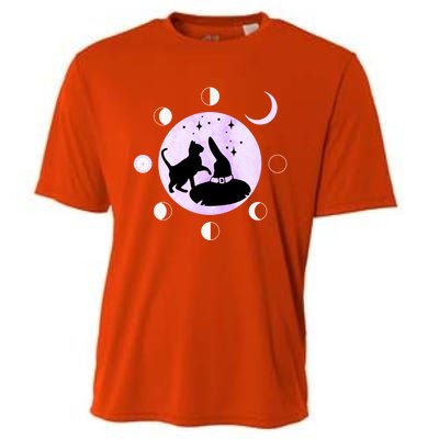 Cat Moon Phases Gift Black Cat Moon Funny Gift Witch Cute Gift Cooling Performance Crew T-Shirt