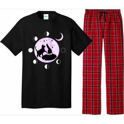 Cat Moon Phases Gift Black Cat Moon Funny Gift Witch Cute Gift Pajama Set