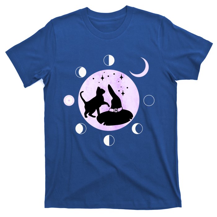 Cat Moon Phases Gift Black Cat Moon Funny Gift Witch Cute Gift T-Shirt