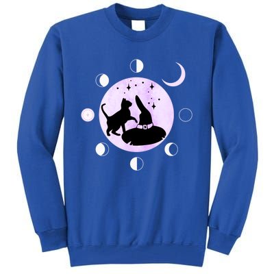 Cat Moon Phases Gift Black Cat Moon Funny Gift Witch Cute Gift Tall Sweatshirt