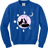 Cat Moon Phases Gift Black Cat Moon Funny Gift Witch Cute Gift Kids Sweatshirt