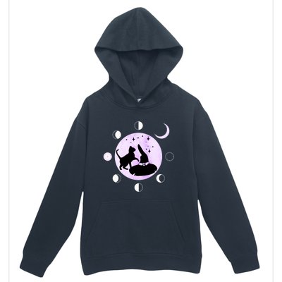 Cat Moon Phases Gift Black Cat Moon Funny Gift Witch Cute Gift Urban Pullover Hoodie