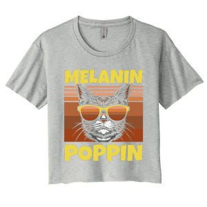 Cat Melanin Poppin Sunglasses Black Melanin Support Women's Crop Top Tee