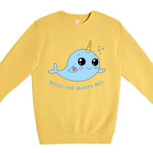 Cute Marriage Proposal Whale You Marry Me? Premium Crewneck Sweatshirt