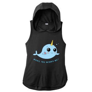 Cute Marriage Proposal Whale You Marry Me? Ladies PosiCharge Tri-Blend Wicking Draft Hoodie Tank