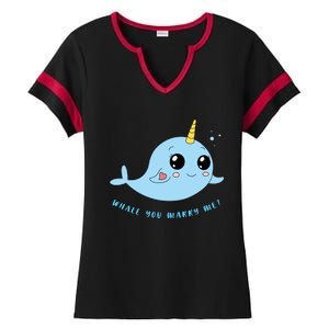 Cute Marriage Proposal Whale You Marry Me? Ladies Halftime Notch Neck Tee