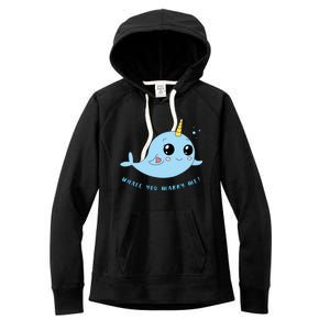 Cute Marriage Proposal Whale You Marry Me? Women's Fleece Hoodie