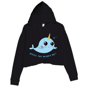 Cute Marriage Proposal Whale You Marry Me? Crop Fleece Hoodie