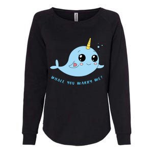 Cute Marriage Proposal Whale You Marry Me? Womens California Wash Sweatshirt