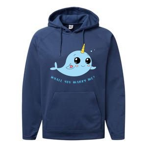 Cute Marriage Proposal Whale You Marry Me? Performance Fleece Hoodie