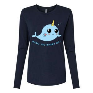 Cute Marriage Proposal Whale You Marry Me? Womens Cotton Relaxed Long Sleeve T-Shirt