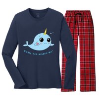 Cute Marriage Proposal Whale You Marry Me? Women's Long Sleeve Flannel Pajama Set 