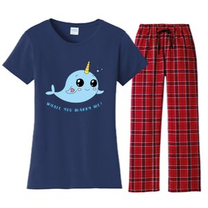 Cute Marriage Proposal Whale You Marry Me? Women's Flannel Pajama Set