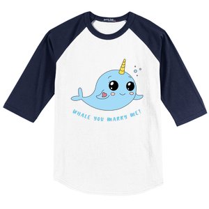 Cute Marriage Proposal Whale You Marry Me? Baseball Sleeve Shirt