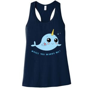 Cute Marriage Proposal Whale You Marry Me? Women's Racerback Tank