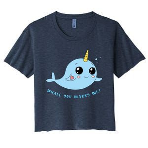 Cute Marriage Proposal Whale You Marry Me? Women's Crop Top Tee