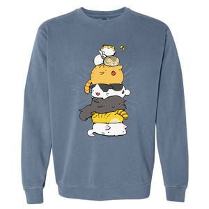 Cats Meowtain Pile Cat Anime Kawaii Kitten Lover Funny Gift Garment-Dyed Sweatshirt