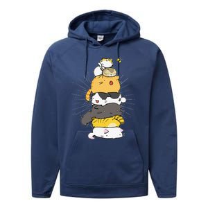 Cats Meowtain Pile Cat Anime Kawaii Kitten Lover Funny Gift Performance Fleece Hoodie