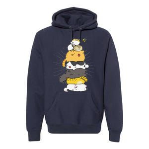 Cats Meowtain Pile Cat Anime Kawaii Kitten Lover Funny Gift Premium Hoodie