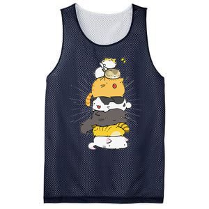 Cats Meowtain Pile Cat Anime Kawaii Kitten Lover Funny Gift Mesh Reversible Basketball Jersey Tank