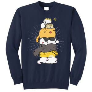 Cats Meowtain Pile Cat Anime Kawaii Kitten Lover Funny Gift Tall Sweatshirt