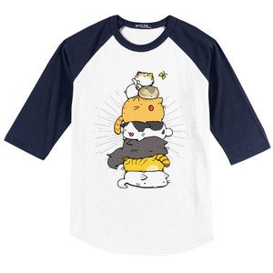 Cats Meowtain Pile Cat Anime Kawaii Kitten Lover Funny Gift Baseball Sleeve Shirt