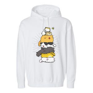 Cats Meowtain Pile Cat Anime Kawaii Kitten Lover Funny Gift Garment-Dyed Fleece Hoodie