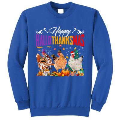 Chickens Mummy Pilgrim Santa Costume Happy Hallothanksmas Gift Sweatshirt