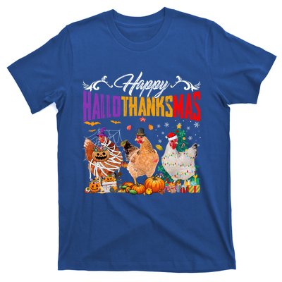 Chickens Mummy Pilgrim Santa Costume Happy Hallothanksmas Gift T-Shirt