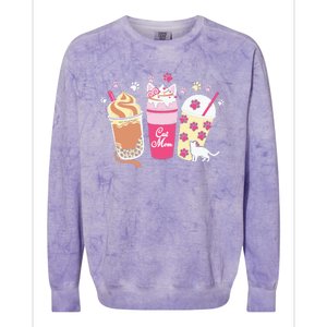 Cat Mom Paw Frappuccino Cute Colorblast Crewneck Sweatshirt