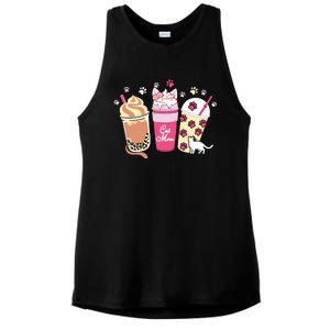 Cat Mom Paw Frappuccino Cute Ladies PosiCharge Tri-Blend Wicking Tank