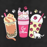 Cat Mom Paw Frappuccino Cute 7 Panel Mesh Trucker Snapback Hat