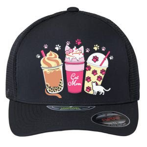 Cat Mom Paw Frappuccino Cute Flexfit Unipanel Trucker Cap