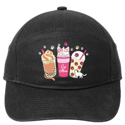 Cat Mom Paw Frappuccino Cute 7-Panel Snapback Hat