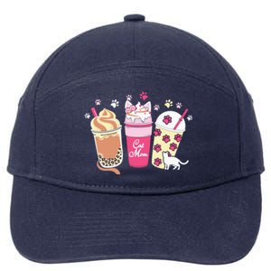 Cat Mom Paw Frappuccino Cute 7-Panel Snapback Hat