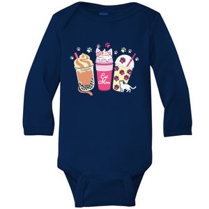 Cat Mom Paw Frappuccino Cute Baby Long Sleeve Bodysuit