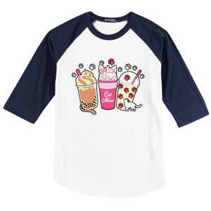 Cat Mom Paw Frappuccino Cute Baseball Sleeve Shirt