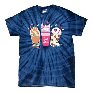 Cat Mom Paw Frappuccino Cute Tie-Dye T-Shirt