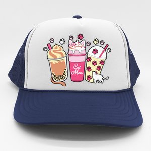 Cat Mom Paw Frappuccino Cute Trucker Hat