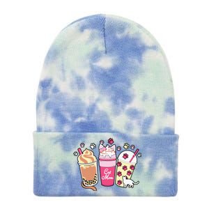 Cat Mom Paw Frappuccino Cute Tie Dye 12in Knit Beanie