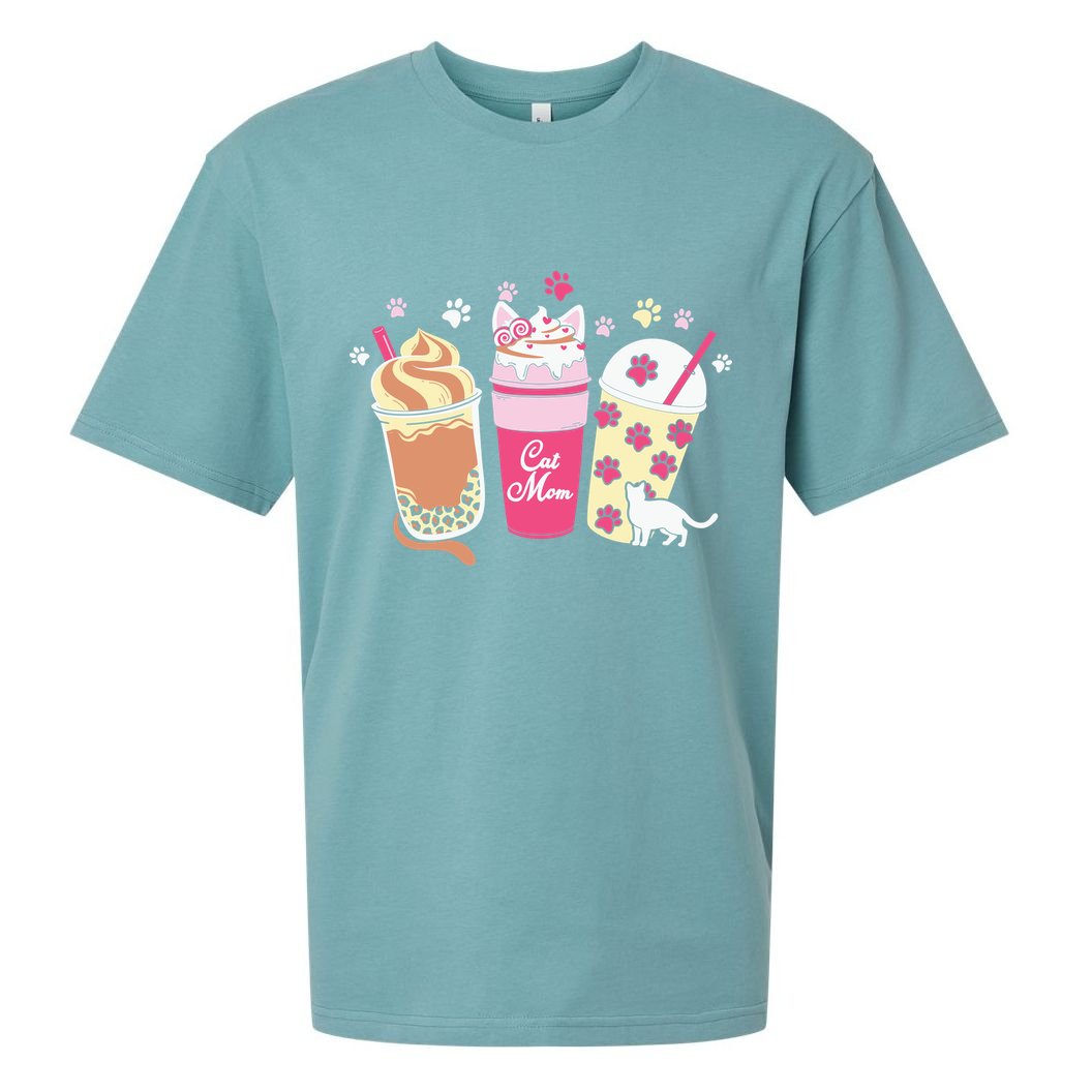Cat Mom Paw Frappuccino Cute Sueded Cloud Jersey T-Shirt