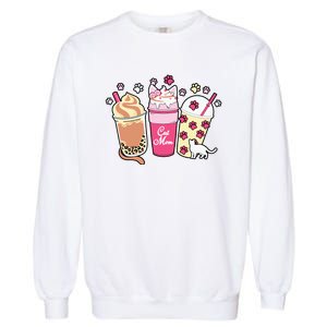 Cat Mom Paw Frappuccino Cute Garment-Dyed Sweatshirt