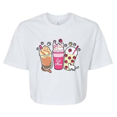 Cat Mom Paw Frappuccino Cute Bella+Canvas Jersey Crop Tee