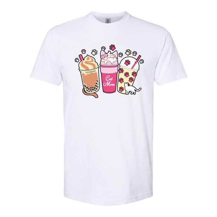 Cat Mom Paw Frappuccino Cute Softstyle CVC T-Shirt