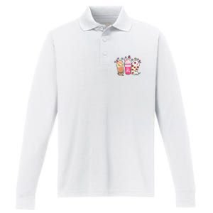 Cat Mom Paw Frappuccino Cute Performance Long Sleeve Polo